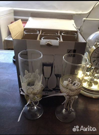 Свадебные фужеры 6 шт