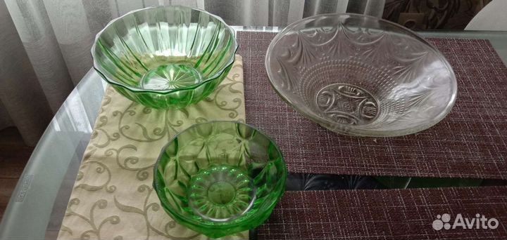 Ваза для фруктов цветное стекло СССР