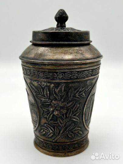 Чайница / баночка для чая серебро 875 проба 188 г