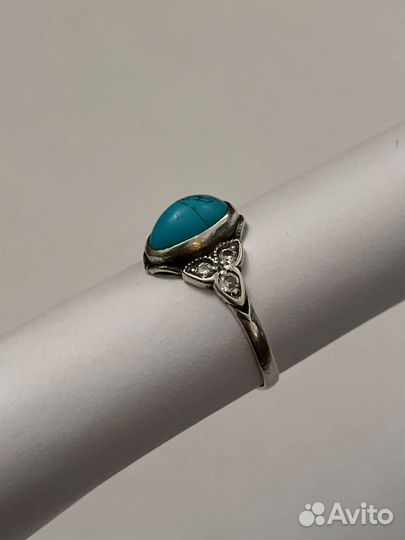 Кольцо серебро с бирюзой СССР 875 проба