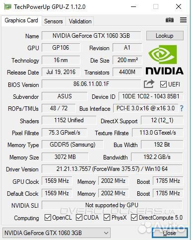 Gtx 1060 3gb (gddr5 samsung)
