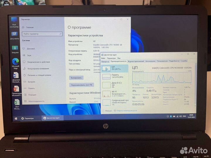 Ноутбук HP 15 celeron N3060 240gb SSD