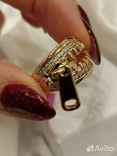 Кольцо покрытие золото фианиты 17 18 19 20 размеры