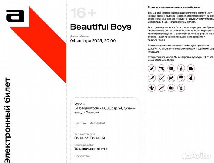 Билет на Beautiful Boys 04.01.2025