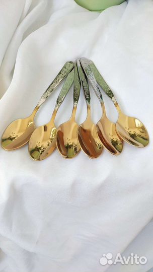 Набор чайных ложек СССР. Нержавейка с позолотой