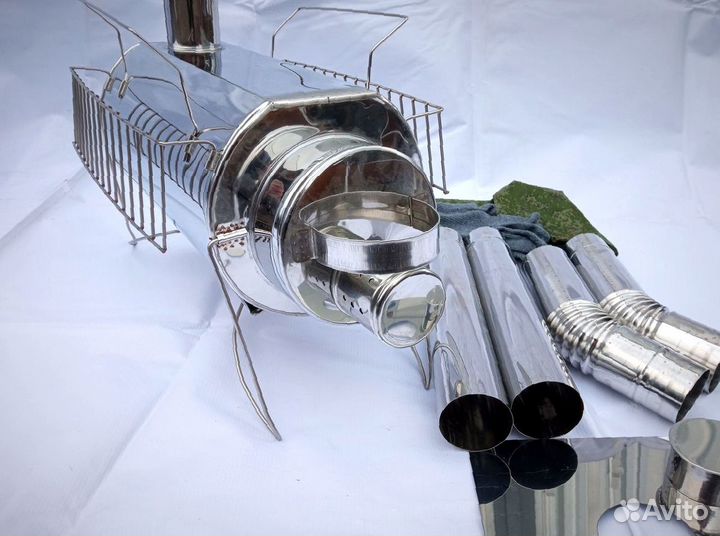 Печь для палатки Кабанчик на 15 л. с решетками