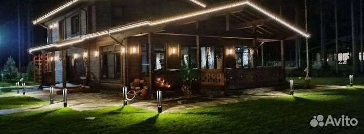 Украшение домов гирляндой / Контурная подсветка