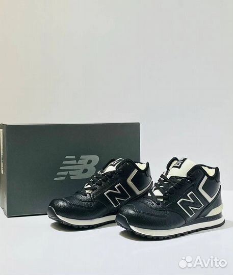 Кроссовки new balance 574 высокие зимние кожаные