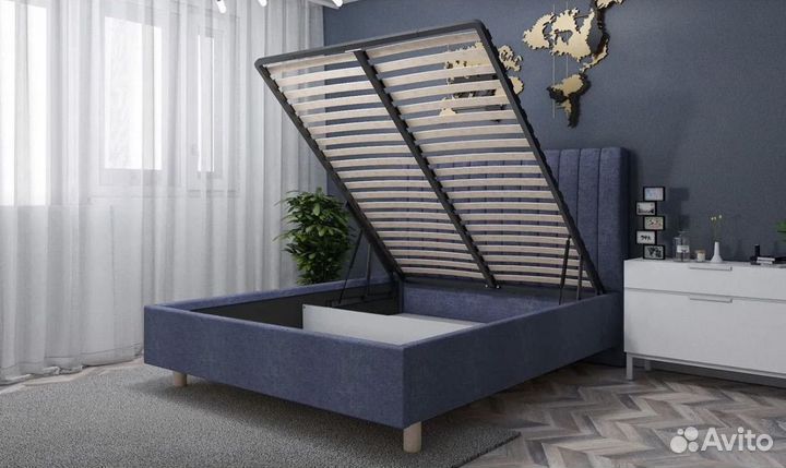 Кровать с подъемным механизмом мягким изголовьем