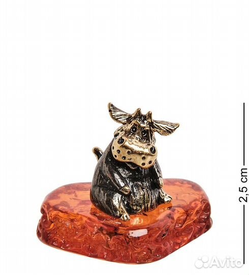 Фигурка Бычок пухляш (латунь, янтарь) A2163329