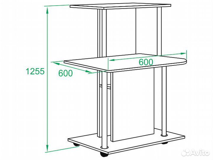 Компьютерный стол кст-12 на колесиках