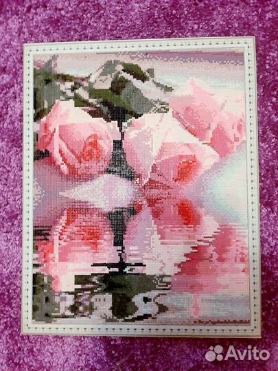 Роскошная картина на подрамнике,Зеркальные розы