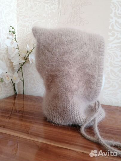 Капор капюшон вязаный из пуха норки