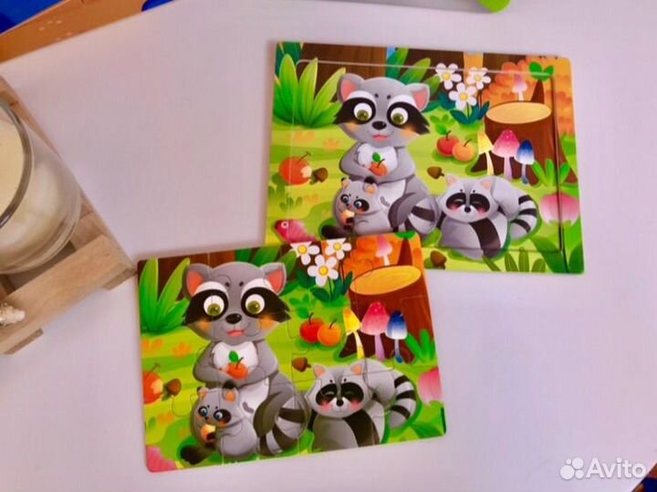 Детские деревянные пазлы 3 шт