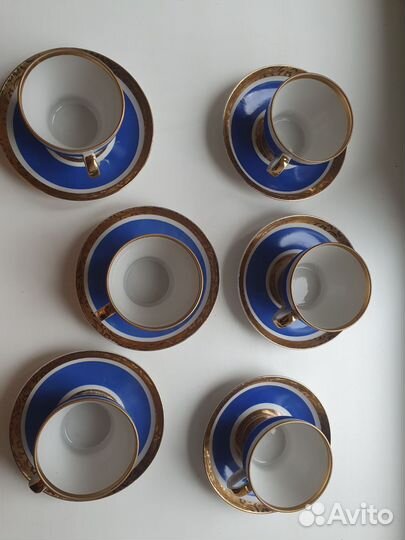 Чайная пара лфз кобальт Аврора 6шт 1960г