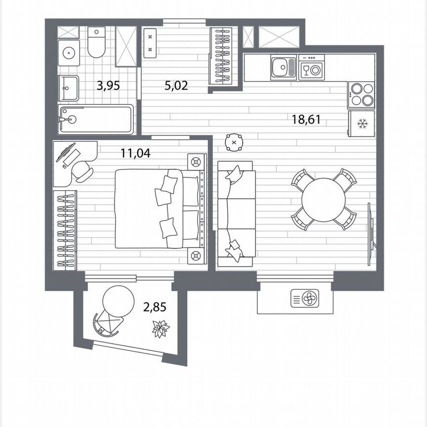 1-к. квартира, 39,5 м², 6/7 эт.