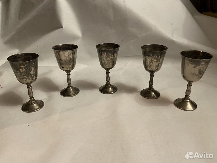 Набор бокалов и стопок мельхиор винтаж