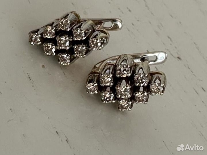 Серьги с бриллиатами 750 пробы