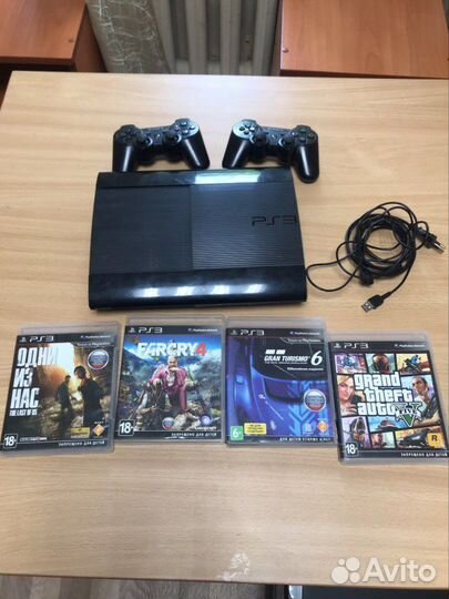 Sony playstation 3, два геймпада, 4 игры