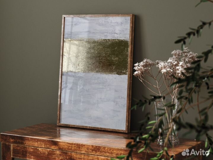 Стильная картина на холсте с поталью