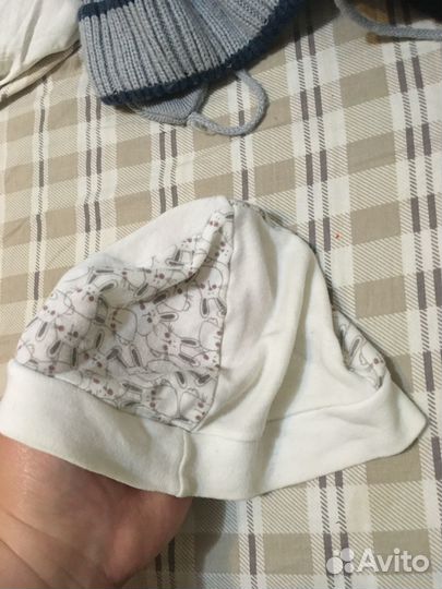 Зимняя шапка на завязках + хлопковая