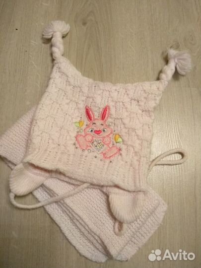 Комплект шапка, шарф для девочки 0,5-1,5 года