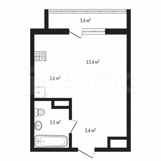 Квартира-студия, 22,9 м², 15/15 эт.