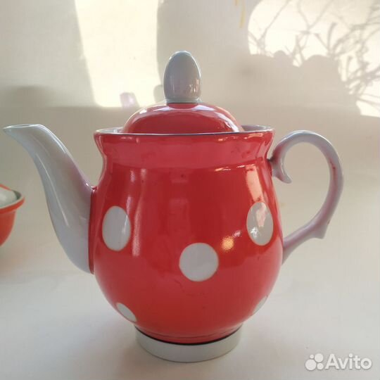 Чайник заварочный СССР красный в горох