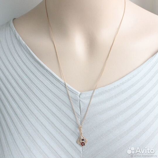 Золотой кулон подвеска цепь СССР Эмаль 583 проба