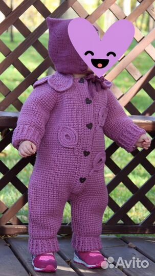 Вязаный комбинезон + шапочка