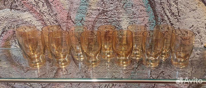 Рюмка,стопка 50 мл,цветное стекло,2 набора (12 шт)