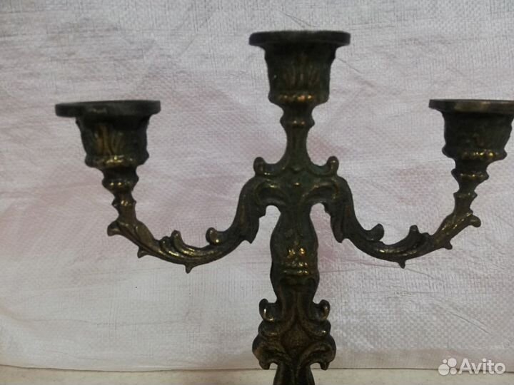 Подсвечник канделябр старинный на 3 свечи