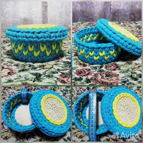 Шкатулка корзинка из трикотажной пряжи