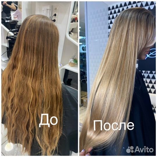 Окрашивание волос модели в салоне