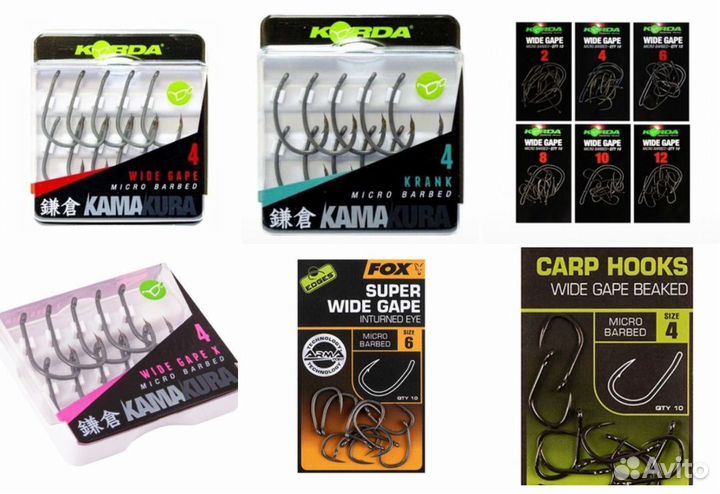 Крючки Fox,Korda,Nash,RM