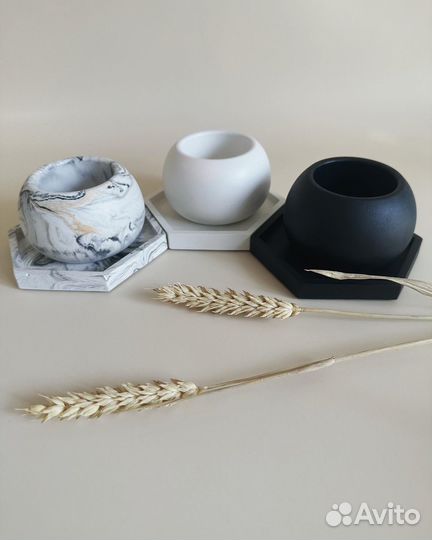 Кашпо для суккулентов из гипса