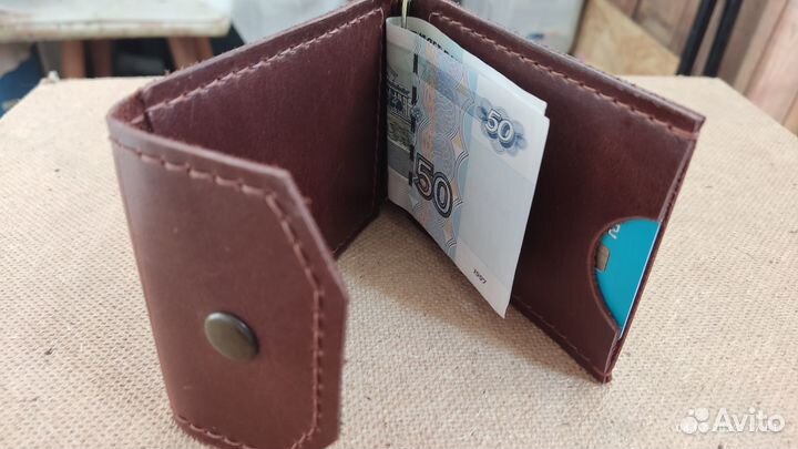 Зажим для денег натуральной кожи