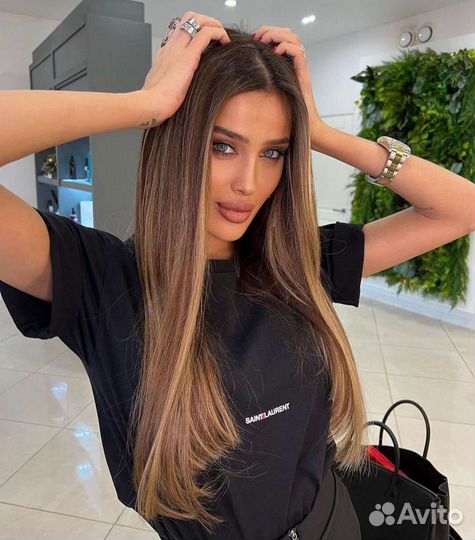 Волосы для наращивания блонд 70см+работа