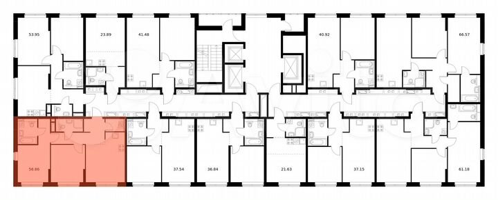 2-к. квартира, 56,9 м², 15/22 эт.