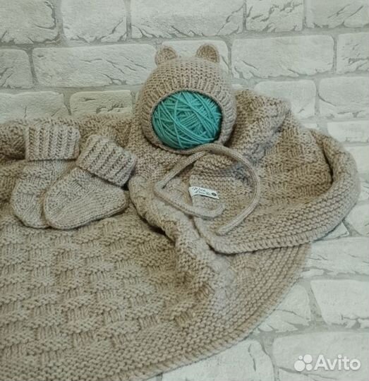 Вязанный детский плед, ручная работа