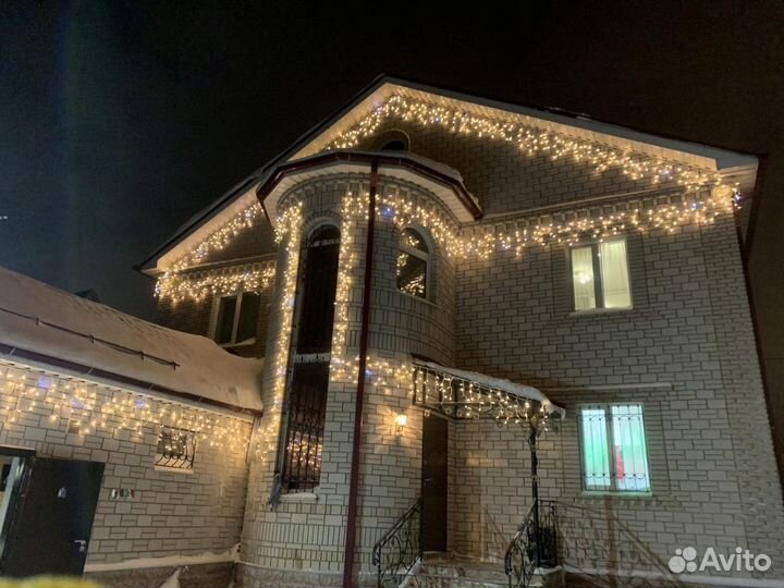 Бахрома. Уличная гирлянда. Монтаж