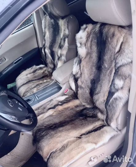 Меховые накидки комплект на сиденья из волка