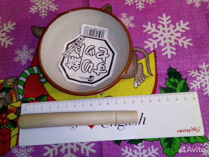 Толкушка для специй Ступка керамика Пестик дерево