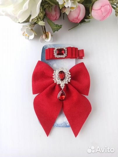 Набор бантиков из замши, ручная работа