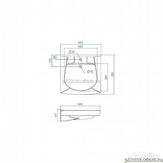 Santek Пилот 1.WH30.1.970 умывальник 50 см (кронштейн, крепеж, сифон)