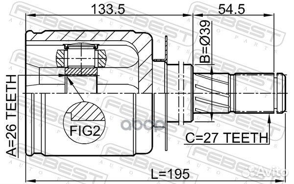 ШРУС внутренний 26x39x27 (nissan pathfinder R51M