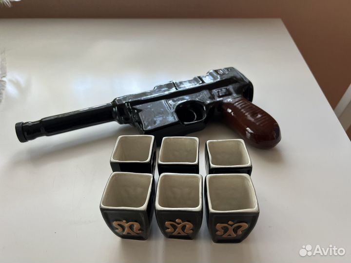 Графин наган пистолет СССР + 6 стопок