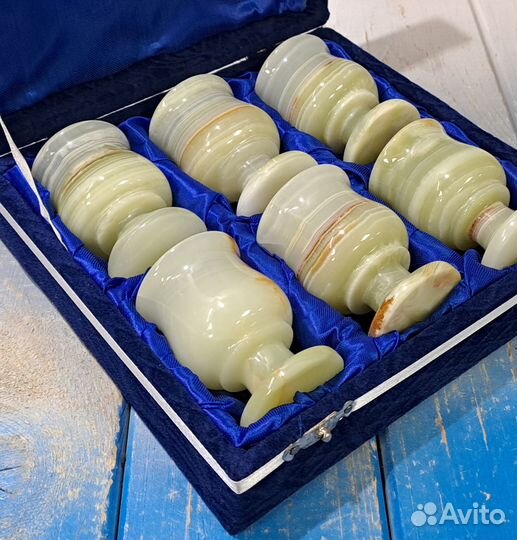 Набор рюмок из оникса 6шт в подарочной коробке