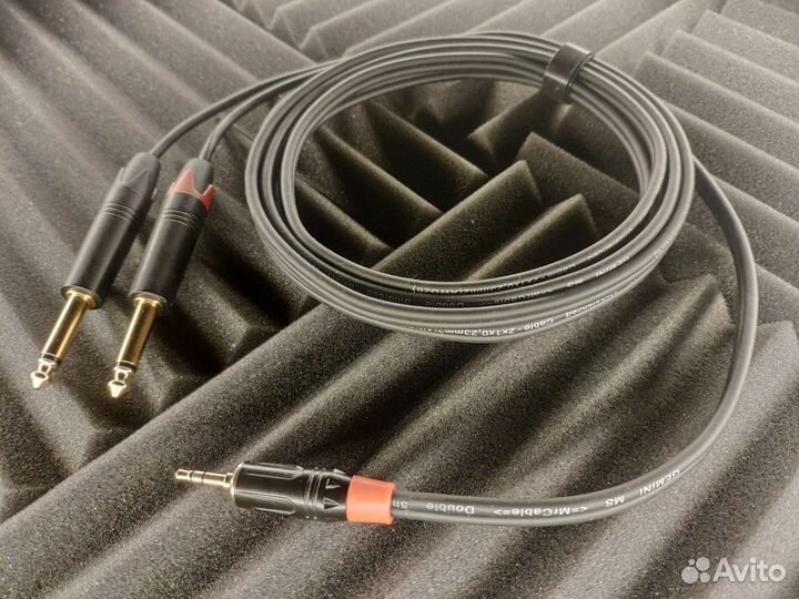 Шнур Jack 3,5 стерео на 2 Jack 6,3 моно gemini ms