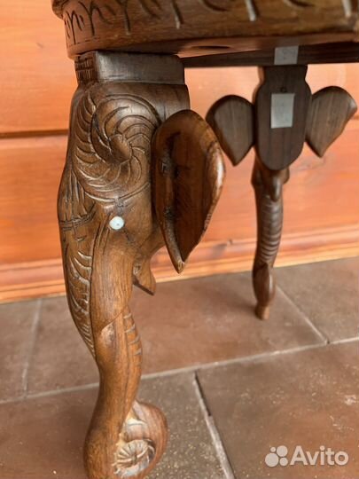 Интерьерный столик со слонами, дерево, Индия